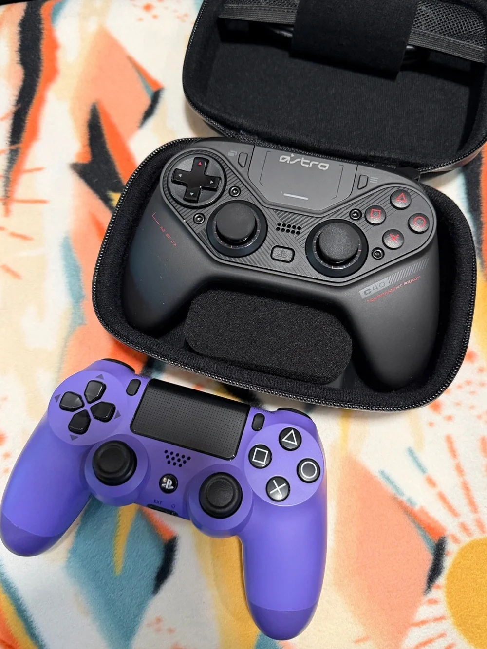 PlayStation - Astr Black Wireless Gaming Controller + Purple Controller